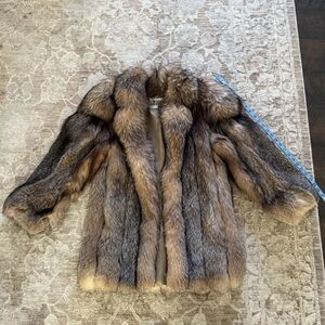 Bill blass real crystal fox fur coat large